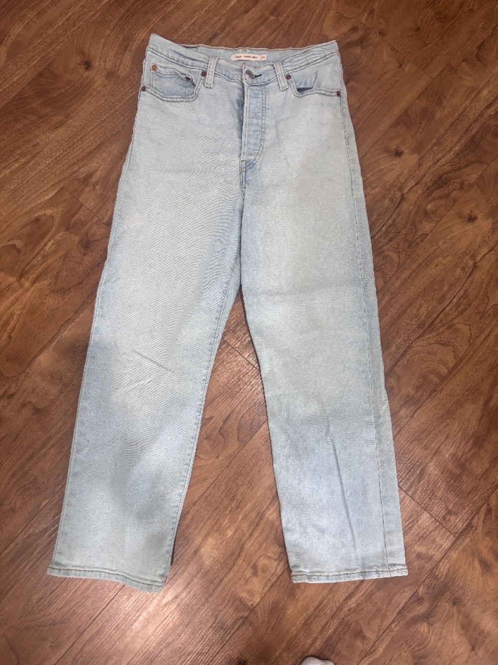 Levi’s Ribcage Straight Ankle Jeans Size 28 High Rise Light Wash Denim